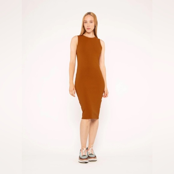 NWT RIPLEY RADER COPPER RIB TANK MIDI DRESS